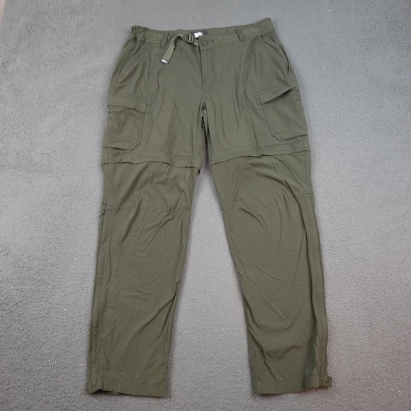 REI Co-op Pants Womens 14 Petite Green Convertible Hiking Cargo Zip Off Relaxed - Picture 1 of 10